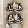 Corner Shower Caddy Suction Cup, 2 Pack Shower Shelves No Drilling, Showers Organizer Storage with Towel Bar &