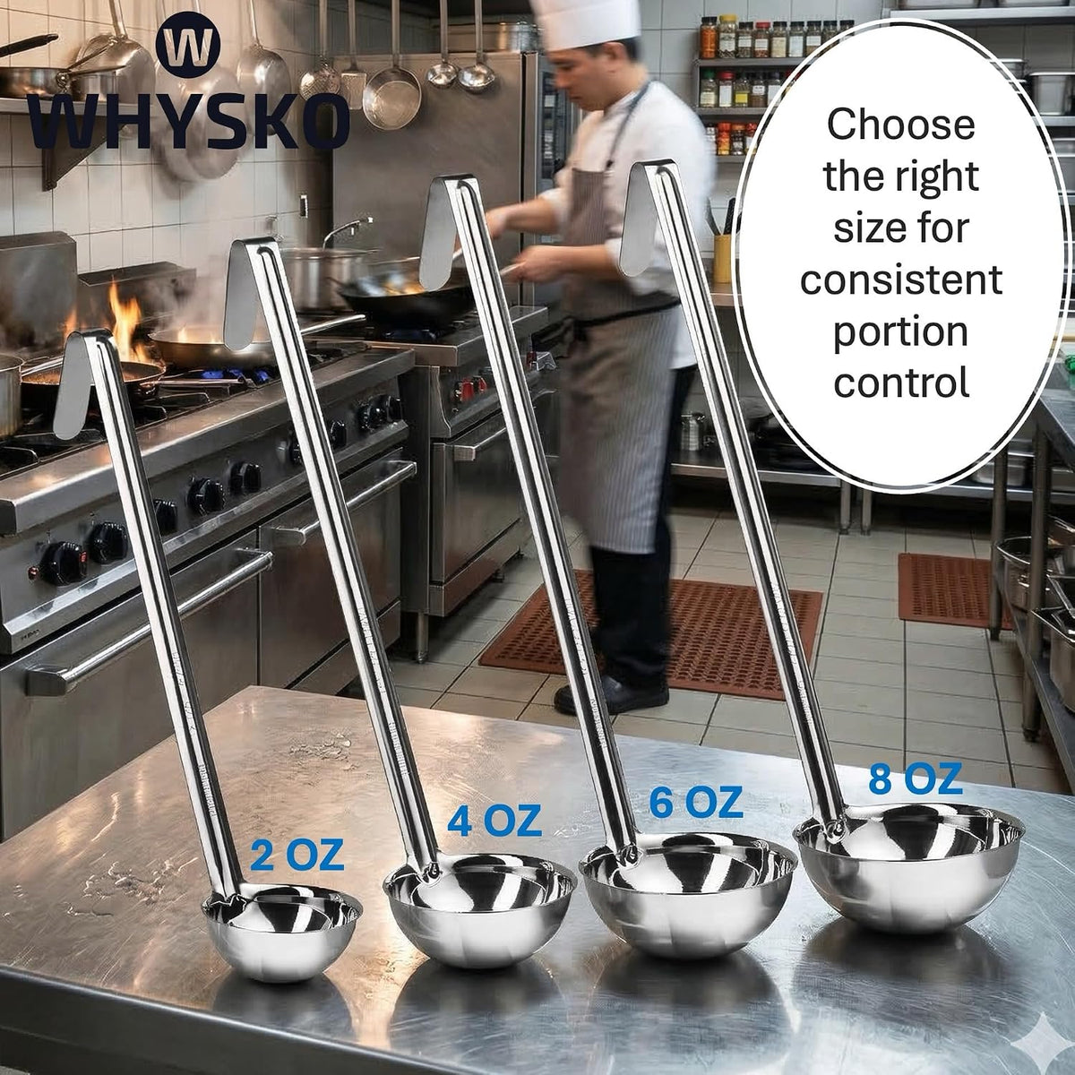 3-Pack Stainless Steel Soup Ladles, 6 oz Heat Resistant Serving Spoons