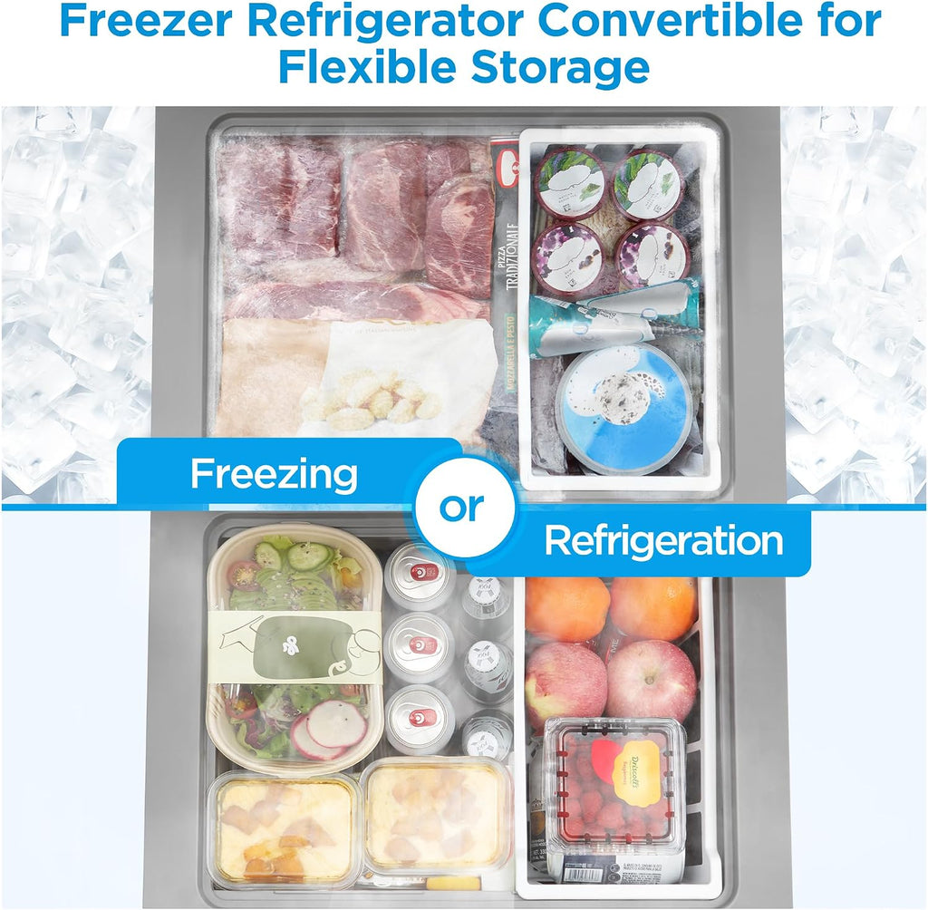 3.5 Cu.ft Chest Freezer, Fridge Freezer Convertible with LED Light