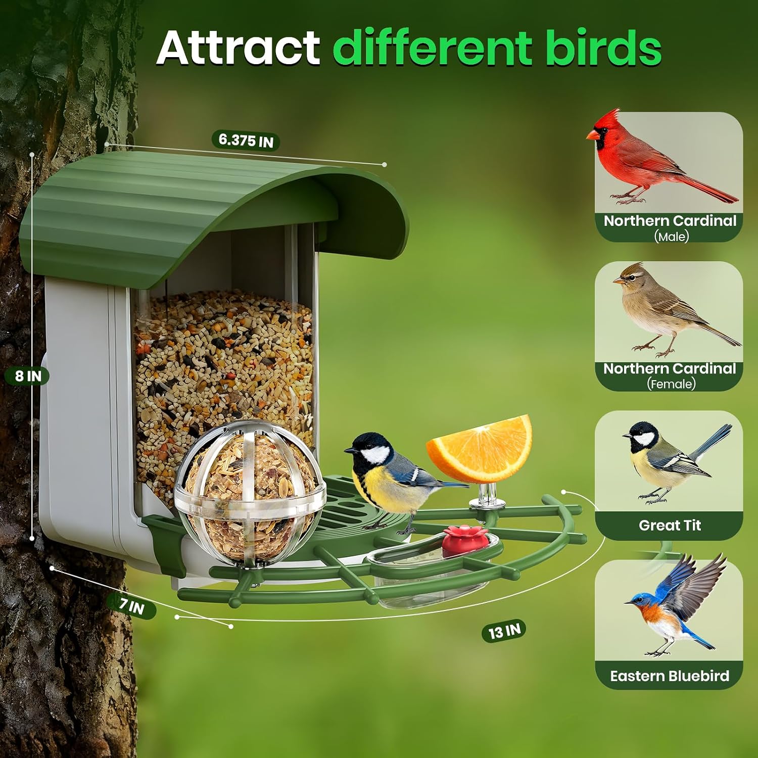 Bird Feeder, 3.3LB Bird Feeder for Outdoors, Wild Bird House for Hummingbird, Cardinals, Ideal Christmas Gift for
