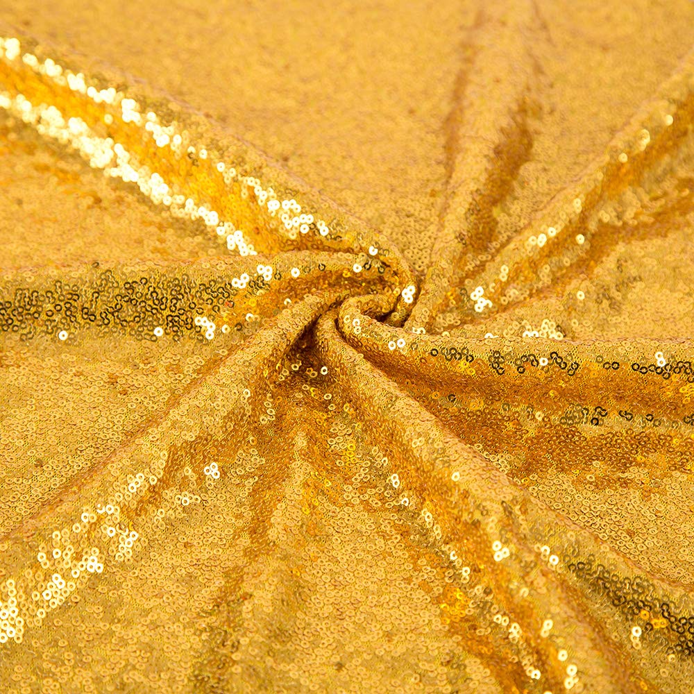 Gold Sequin Tablecloth, Glitter Table Cover 90x132 Inch Rectangle