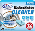 Washing Machine Cleaning tablets, 12 pack is Formulated with Enzyme, Deep Cleans and Deodorizes Front and Top Loading