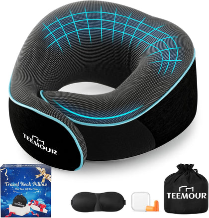 Travel Pillow Neck Pillow for Airplane Travel Essentials - Memory Foam Travel Neck Pillow, Stops Head Bobbing With