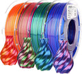 Silk PLA 3D Printer Filament Bundle, Shiny Dual Color Filament 1.75mm Pack, Multi Color Change 3D Printing Filament