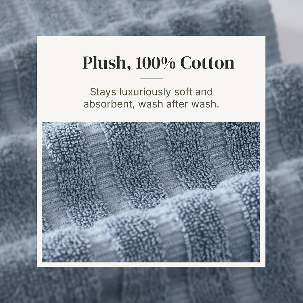 6 Piece Bath Towel Set – Bathroom Set with 2 Bath Towels, 2 Hand Towels, and 2 Wash Cloths – 100% Cotton, Super