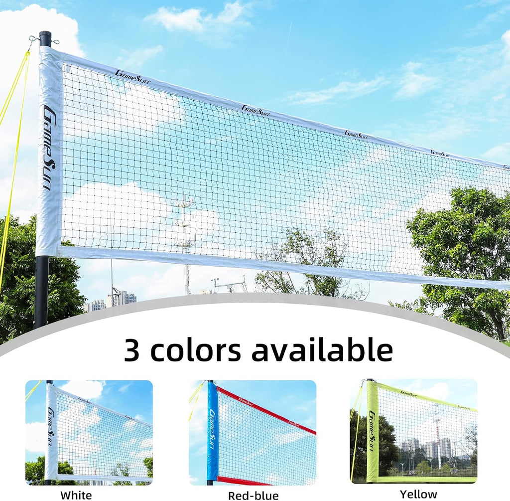 Professional Outdoor Volleyball & Badminton Combo Net - 32'x3' Heavy-Duty 21-Ply Polyester with Tarpaulin Tape & Top