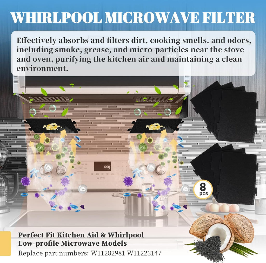 8PCS WML55011HS Replacement Microwave Charcoal Filters
