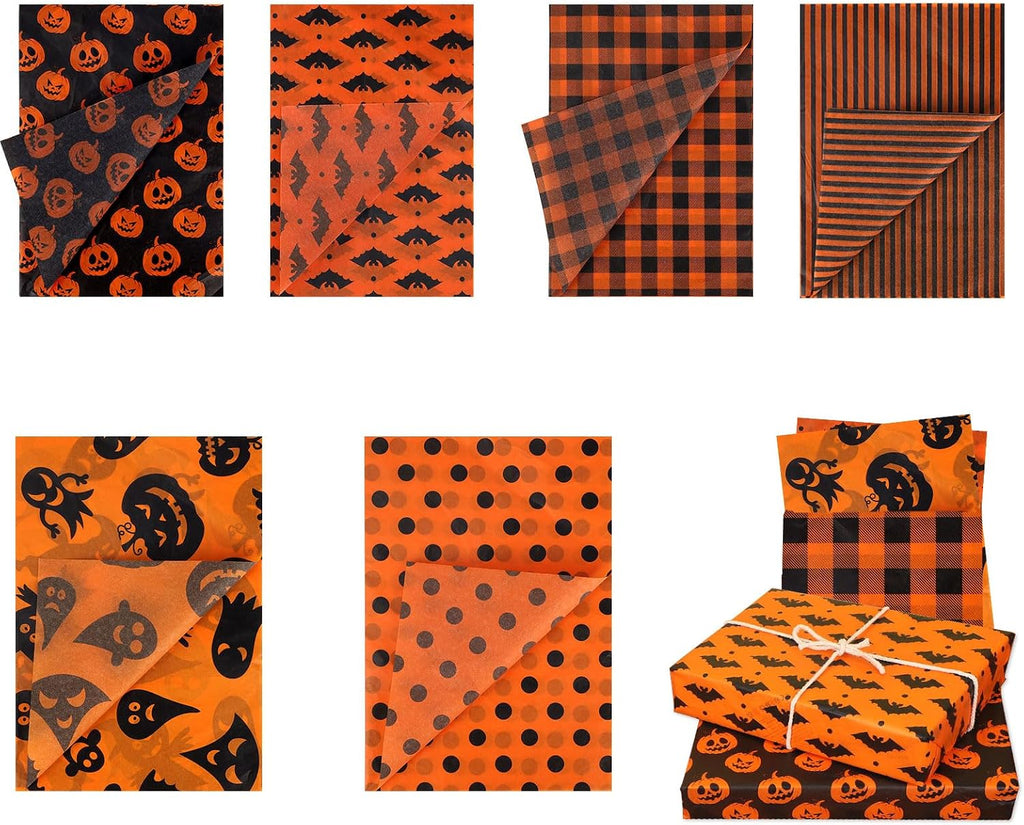 30 Sheets Halloween Tissue Paper, 14x20in Pumpkins Ghosts Gift Wrapping