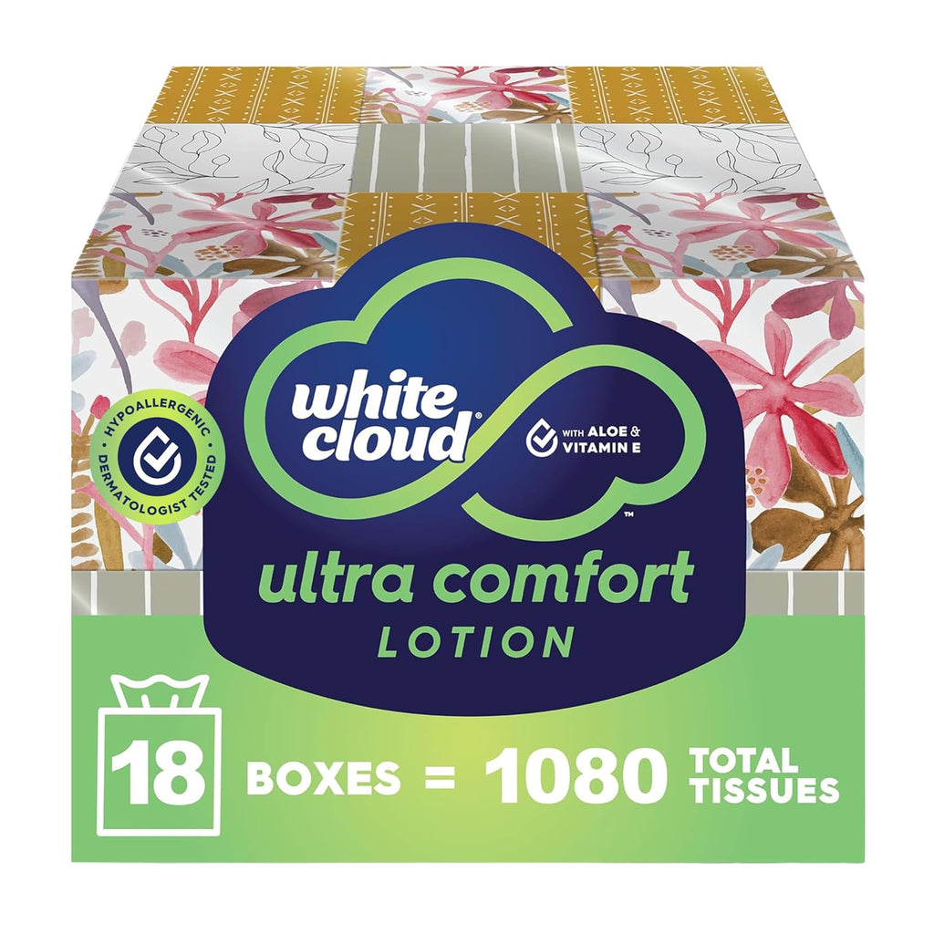 Ultra Comfort Lotion 3-Ply Facial Tissue, 18 Box Pack