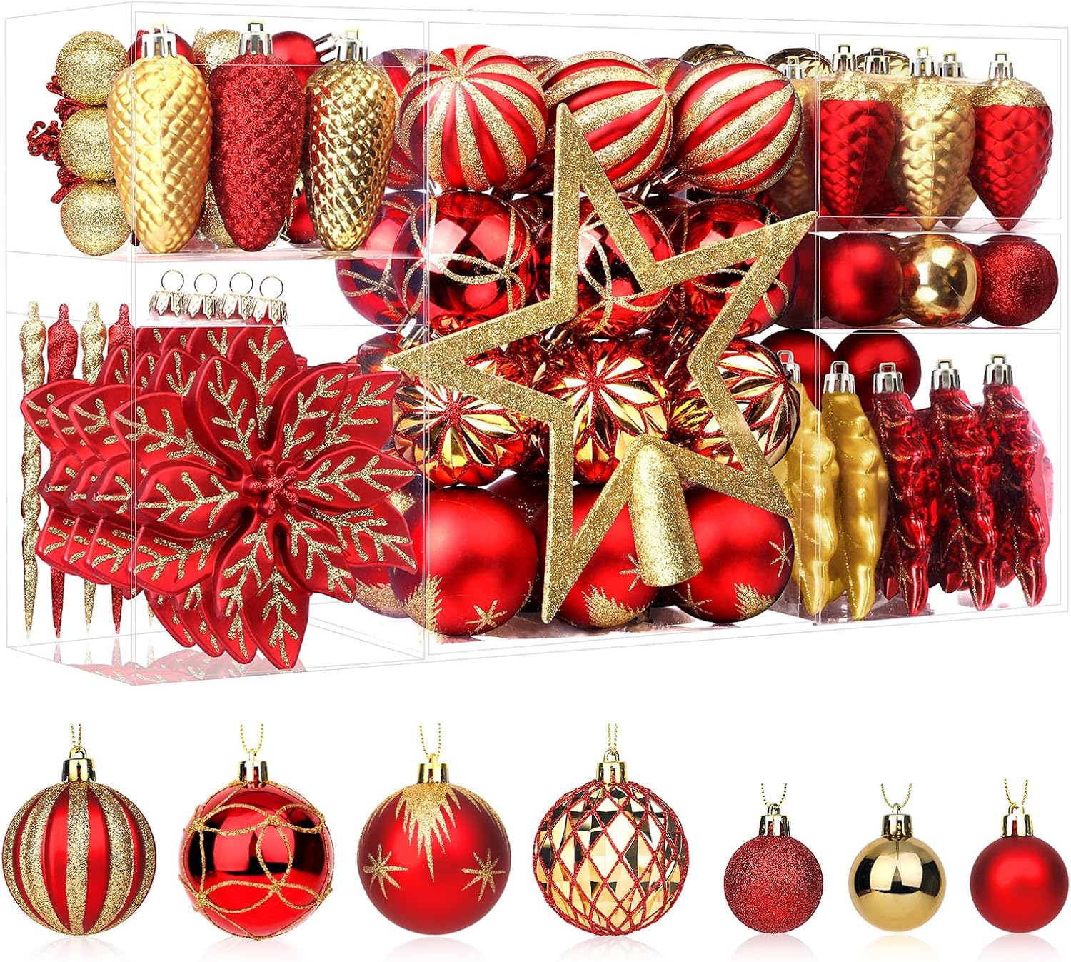 106 PCS Christmas Ball Ornaments for Christmas Tree Decorations | Colorful Shatterproof Plastic Baubles with Hanging