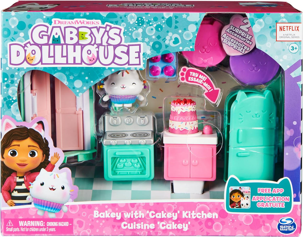Gabby’s Dollhouse, Bakey with Cakey Kitchen with Figure and 3 Accessories, 3 Furniture and 2 Deliveries, Kids Toys