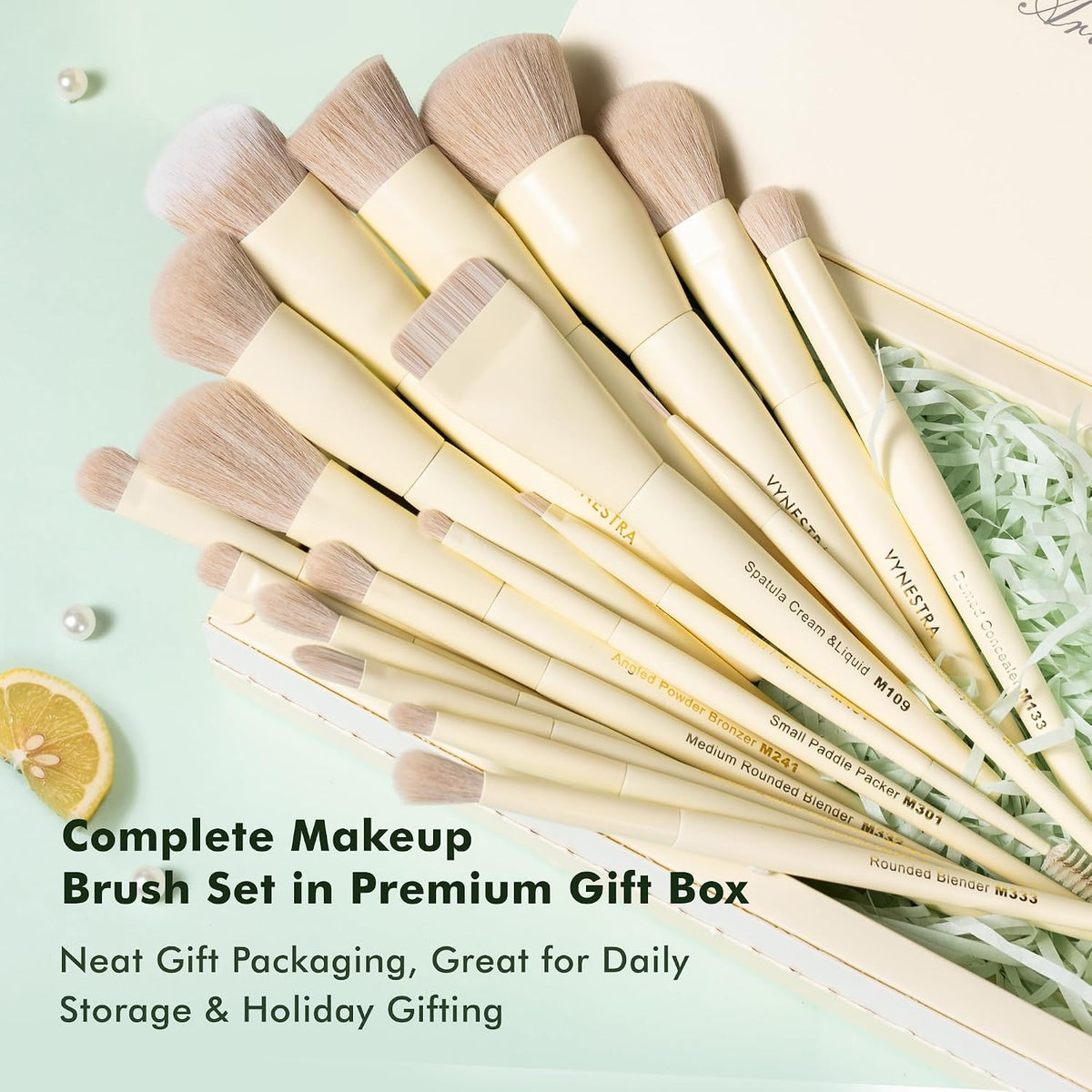Buttery Blends Brush Set 18Pcs Face&Eye Makeup Brushes Set labeled