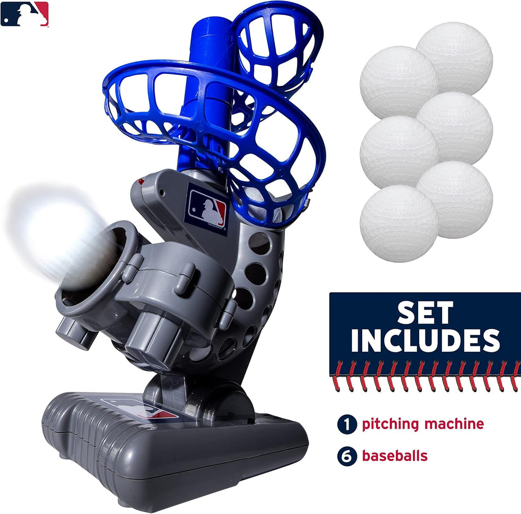 MLB Electronic Baseball Pitching Machine - Automatic Youth Pitching Machine with (6) Plastic Baseballs Included
