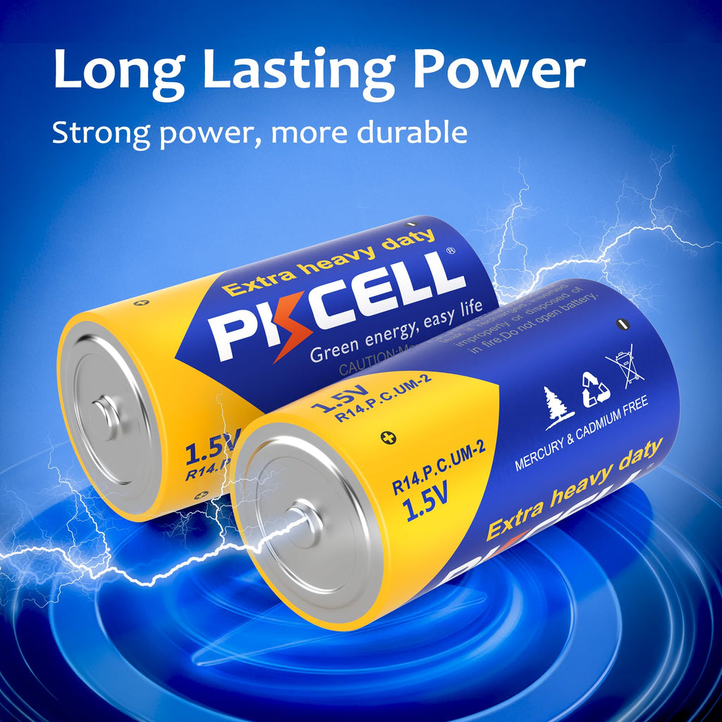 12 Pack C Batteries, R14P 1.5V C Size Carbon Zinc Battery