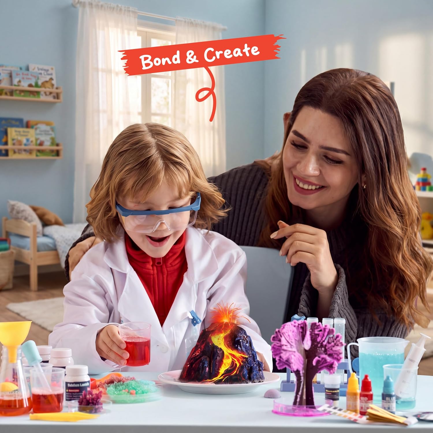 Amazing Science Kits- 85+ Experiments Educational Toys, STEM Activities with Erupting Volcano and Growing Crystal