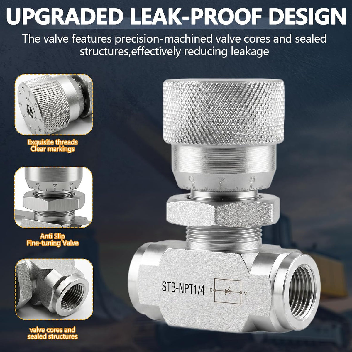 1/4" Hydraulic Adjustable Flow Control Two-way Valve
