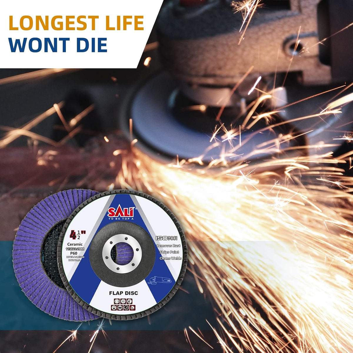 Sali 20 Pack Ceramic Flap Disc 60 Grit 4.5" x 7/8 Inch Sanding Disc Bevel Type #29 Premium and Industrial Grade Angle Grinder Grinding Wheel High Performance Edge Grinding Purple