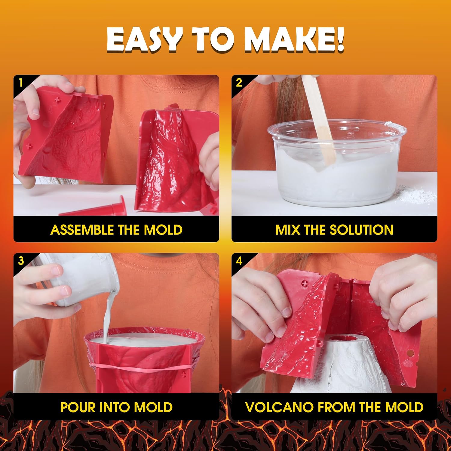 Volcano Science Kit, Kids Erupting STEM Experiment Set | Make a volcano erupt! Science experiment kit with non-toxic