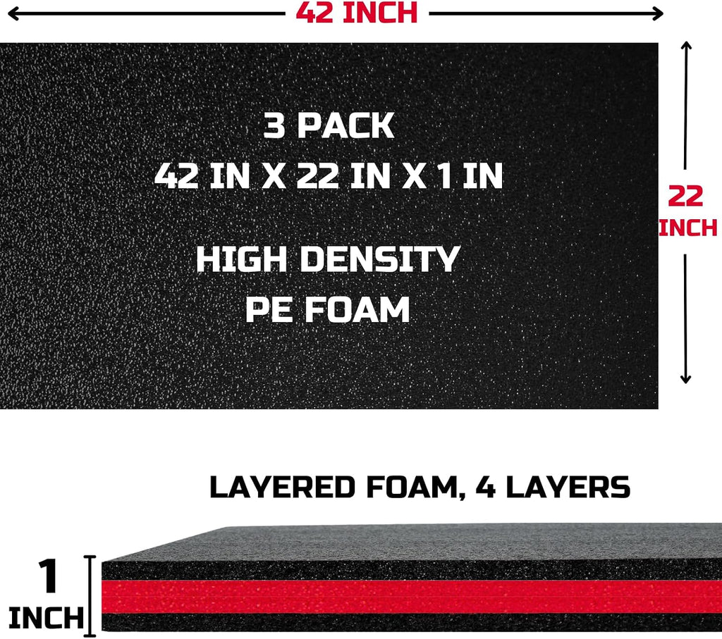 Tool Box Foam Organizer 42x22x1 inch 3Pack, Kaizen Sheets for Pro Tool Control, Custom Tool Shadow Inserts for Cases