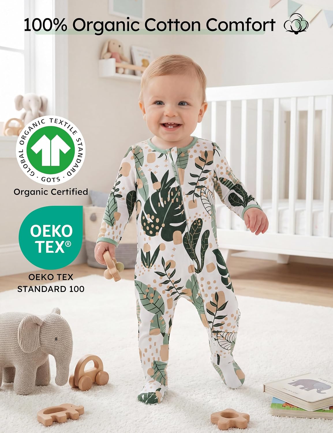 Baby Pajamas 100% Organic Cotton Newborn Sleepers Boy Girl Clothes