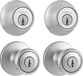 Tylo Front Door Knob and Deadbolt Set, Entry Knob Combo Project Pack Exterior with Interior Door Knob, Satin Chrome