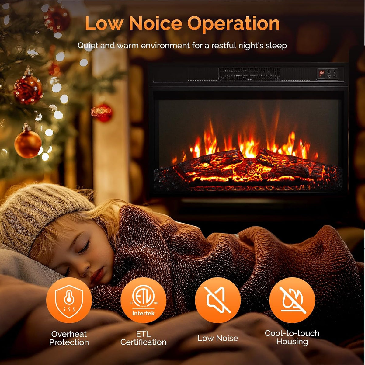 26" Electric Fireplace Inserts with Remote Control, 1400W Recessed Stove Heater with 8H Timer, 6 Flame Colors, 5