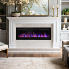50" Electric Fireplace Wall Mounted and Recessed 750/1500w W/Remote Control