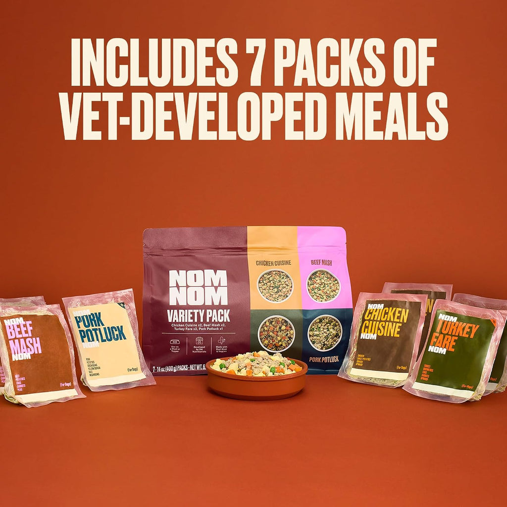 Nom Nom Fresh- Frozen Variety Pack Dog Food – 14oz Pouches, Pack of 7