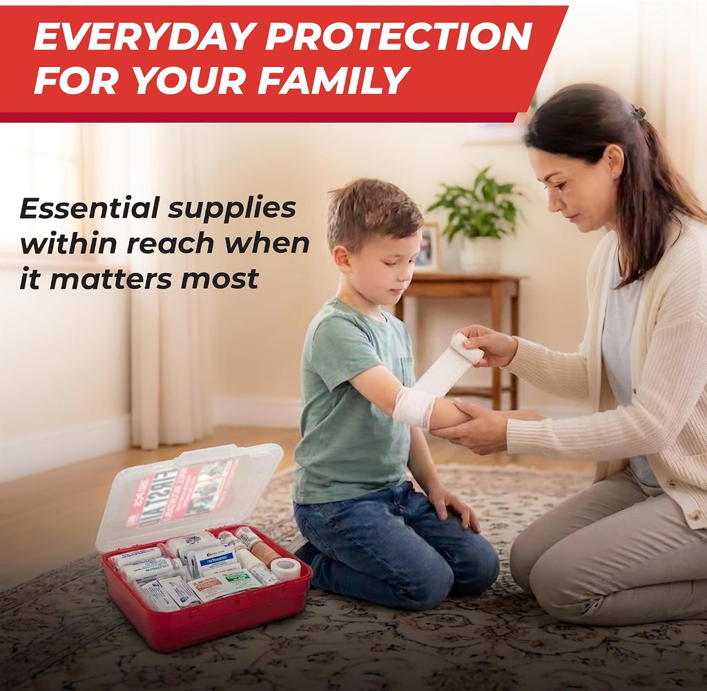 350 Piece Professional Wall-Mount First Aid Kit, Home, Business | Dual-Layer Hard Case, Office, Warehouse, Jobsite