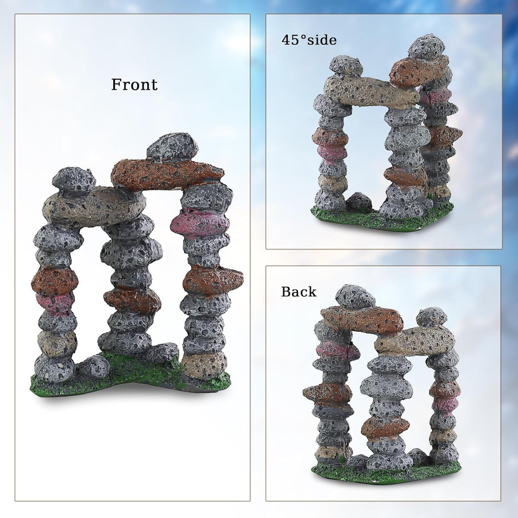 Stacked Stones Aquarium Decor, Resin Rock Door Fish Tank Accessories Decorations, Aquarium Ornaments for Fish Through