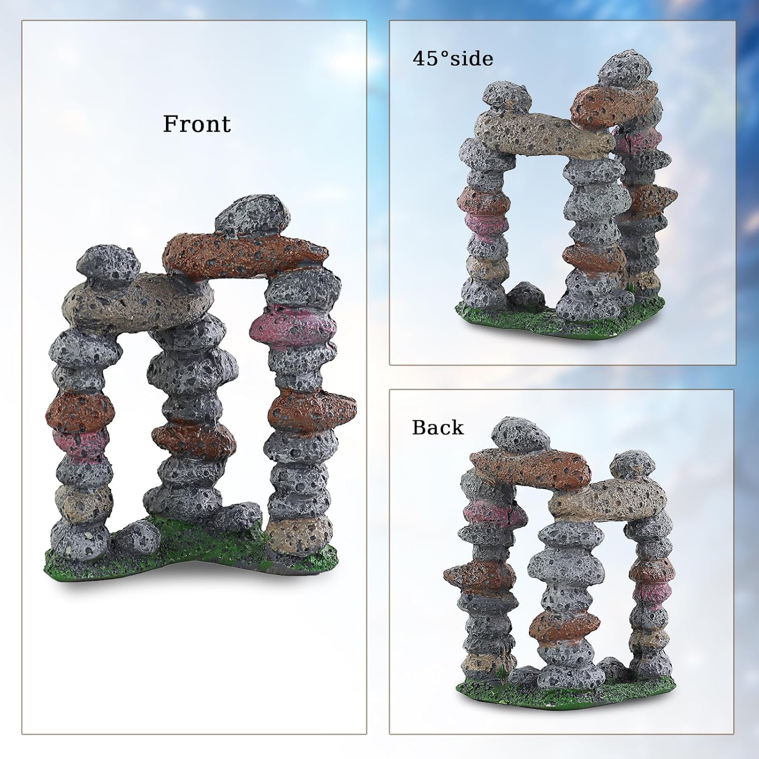 Stacked Stones Aquarium Decor, Resin Rock Door Fish Tank Accessories Decorations, Aquarium Ornaments for Fish Through