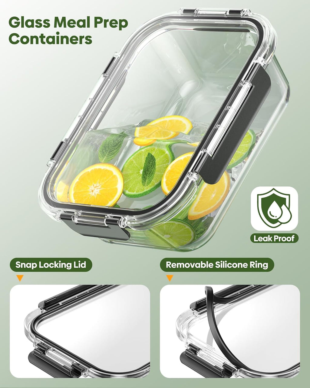 40 PCS Glass Food Storage Containers with Lids(20 Container & 20 Lid), Borosilicate Glass Meal Prep Containers for