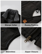 Men's Outerwear Vests Cotton Sherpa Fleece Lined Vests, Black, XL