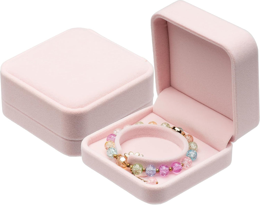 Velvet Bracelet Gift Boxes Bangle Display Jewelry Box Storage Case Organizer Holder (Pink)