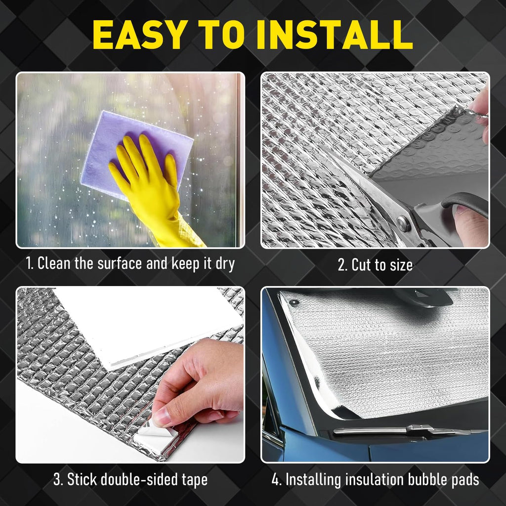 2-Car Garage Door Insulation Kit 16Pcs 24"×48" Reflective Aluminum Foil Double Bubble Panels 6mm Thick Radiant