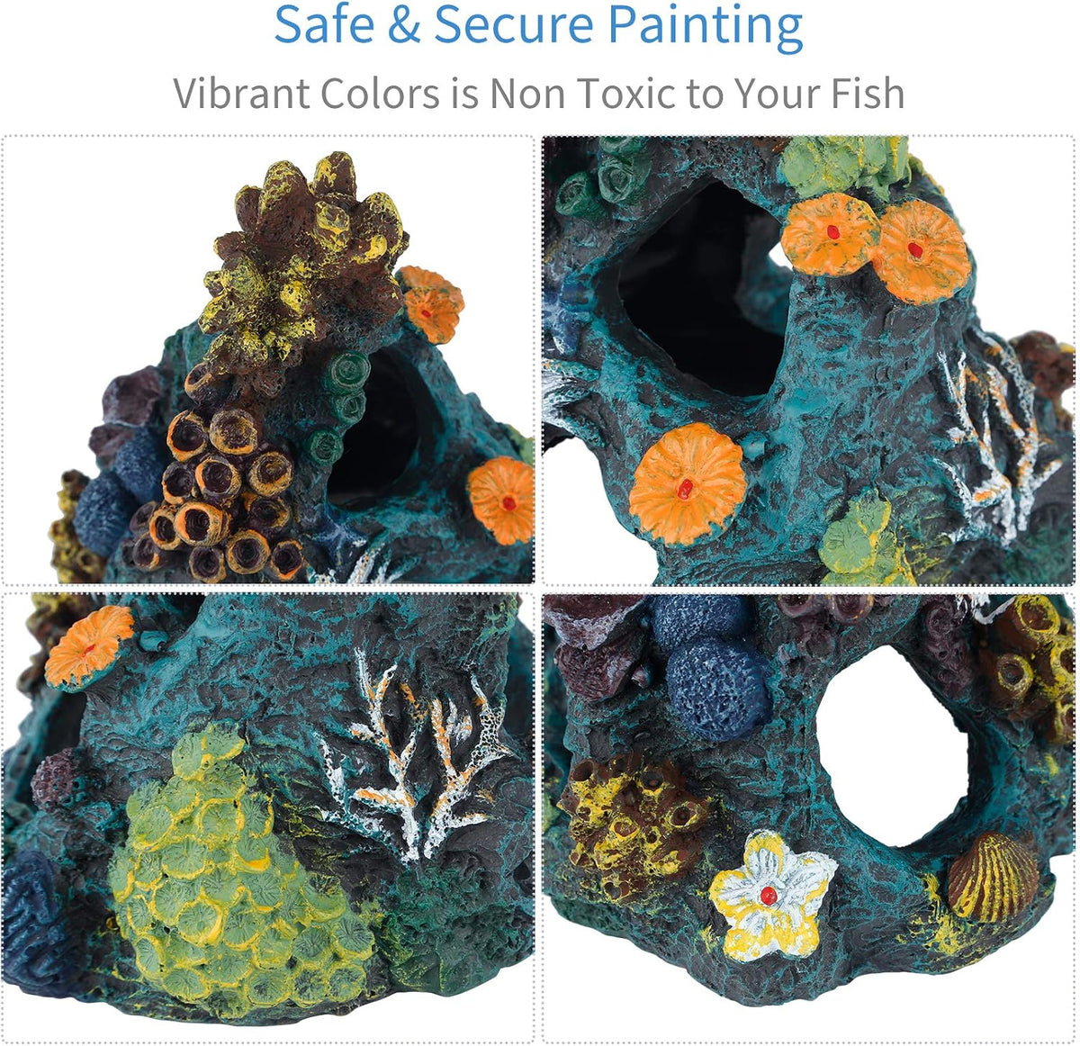 Aquarium Decorations Resin Coral Rock Mountain Cave Fish Tank Decor Ornaments Fish House for Betta Rest Hide Play Breed