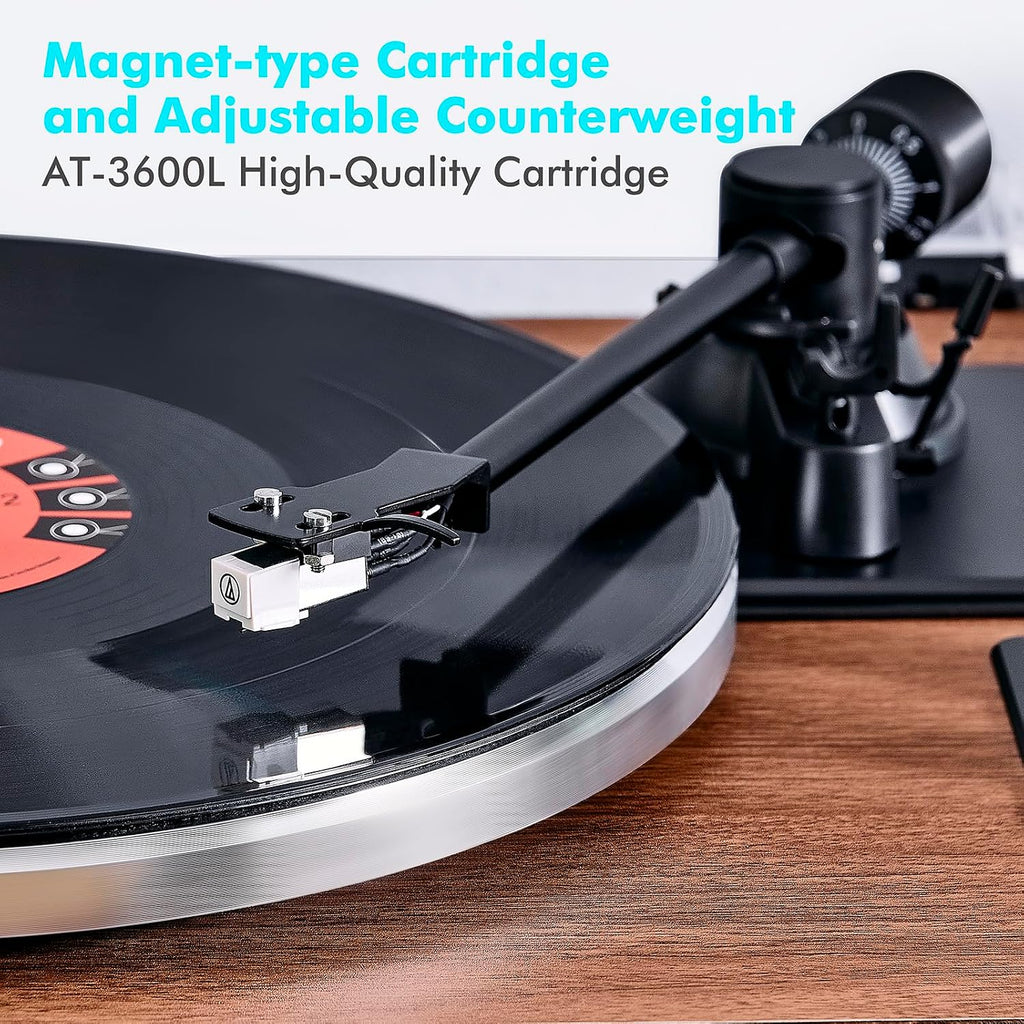 Bluetooth Record Player with Speakers,Vinyl Player for 7/10/ Records | Turntable With AT-3600L Magnetic Cartridge &