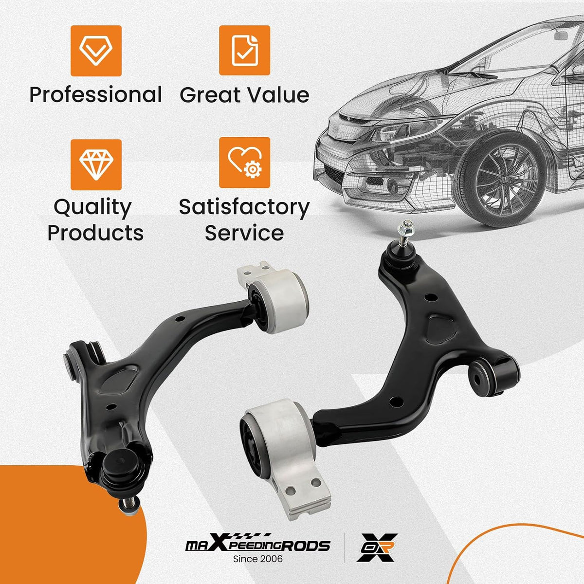 maXpeedingrods 2PC Front Lower Control Arm for Ford Taurus X 2008-2009