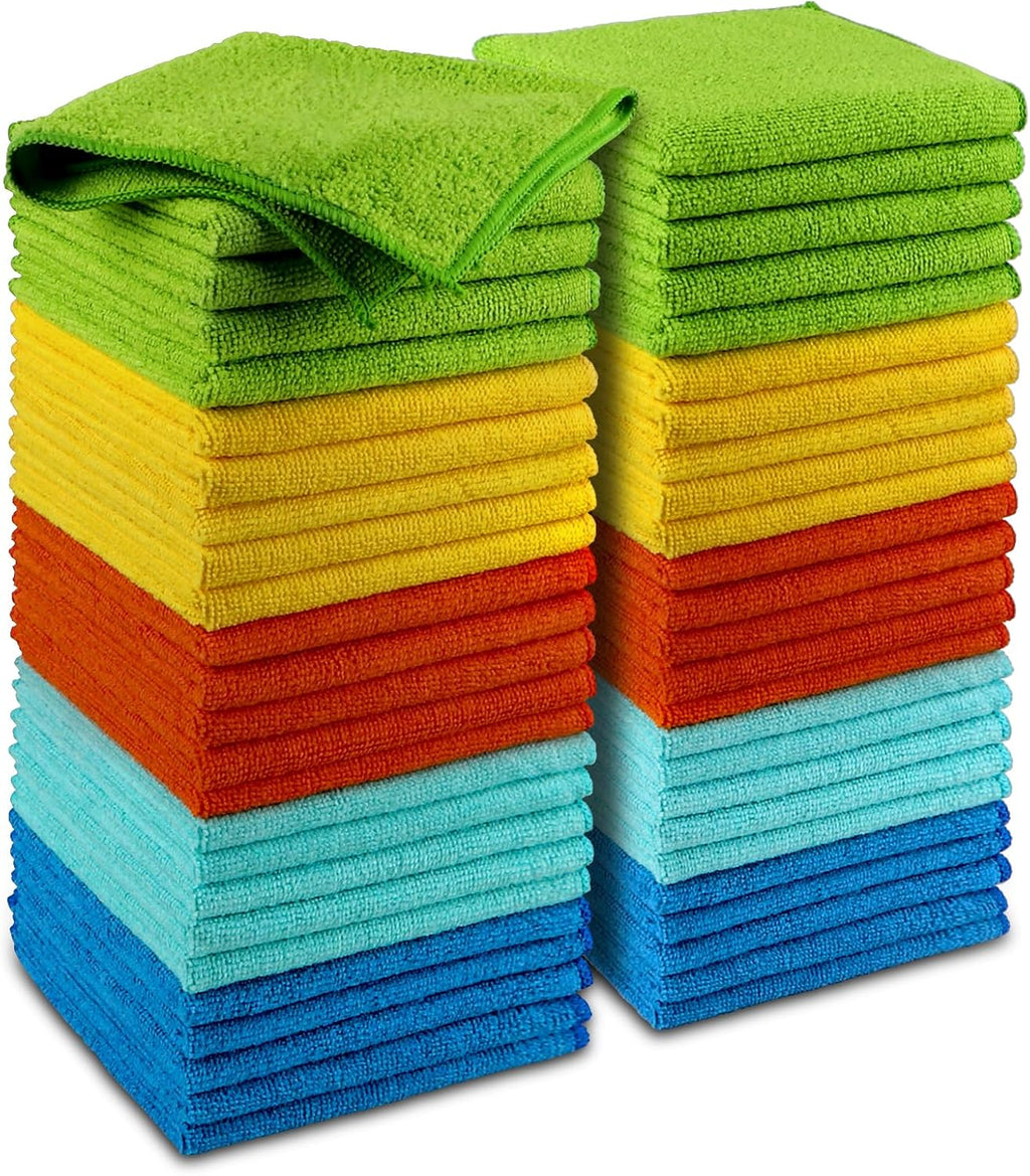 Microfiber Cleaning Cloth, 50PK, Microfiber Towels for Cars, Premium Wash Cloths, Dusting Cloth Cleaning Rags