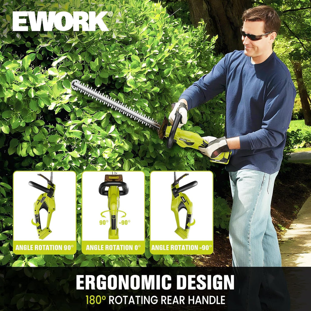 20V 22" Cordless Hedge Trimmer with 2 x 2.0Ah Battery and Charger | Handheld Electric Hedge Trimmer, Lightweight