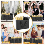 5 Pack Large Black Gift Bags with Handles & 10 Tissue Papers