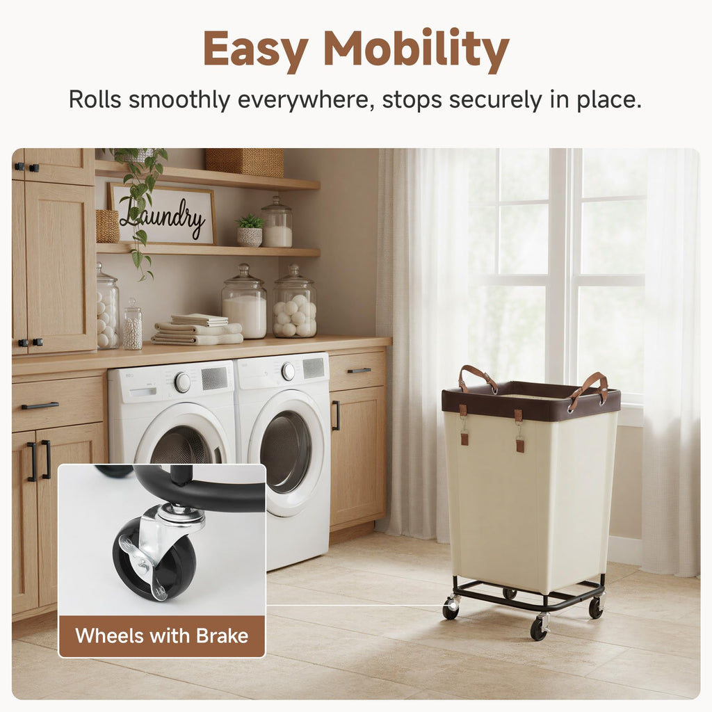 160L Laundry Basket with Wheels, Rolling Hampers for Clothing
