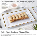 Elegant Plastic Serving Tray & Platter Set (6pk) - White & Gold Rim Disposable Serving Trays & Platters for Food