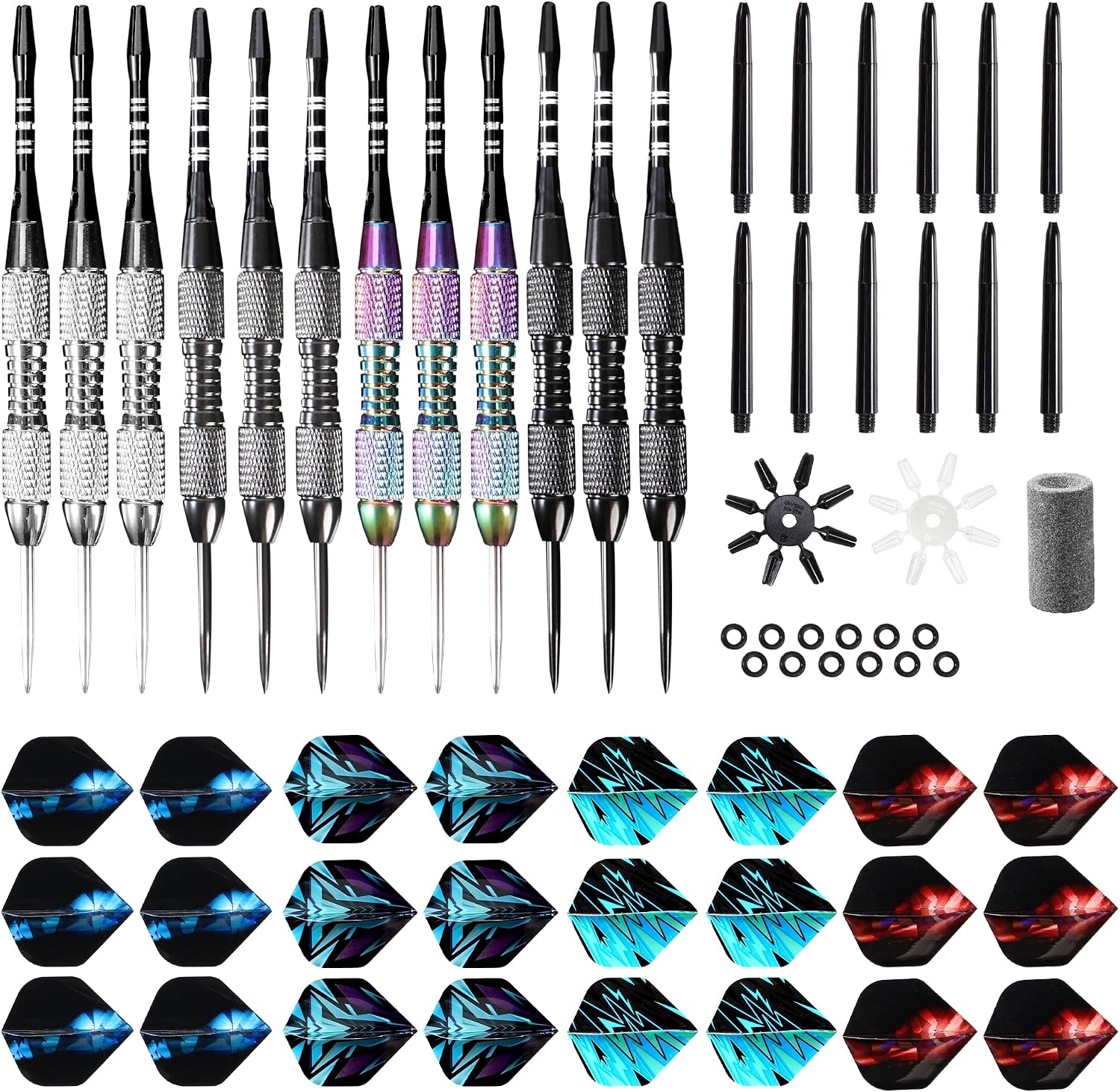 Darts Metal Tip Set Steel Tip Darts 12 pcs Set 22g with Gift Box | Darts for Dartboard with Darts Guide and Gift