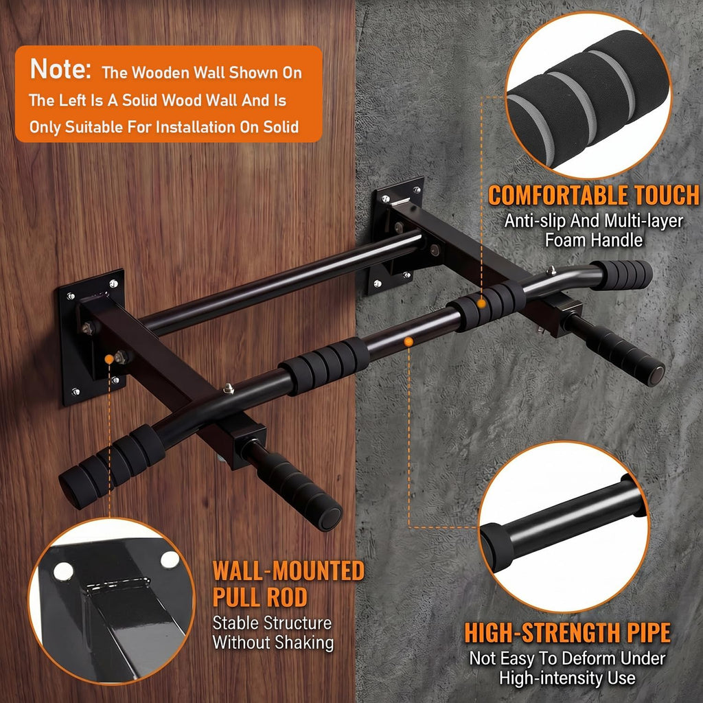 Pull Up Bar Wall Mounted - Multifunctional Wall Mounted Pull Up Bar for Home Gym