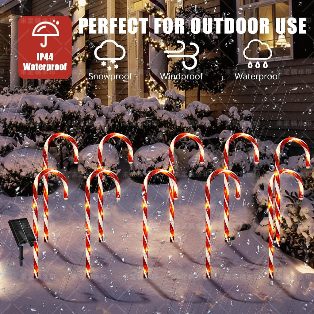 Solar Candy Cane Lights, 21 Inch Red Christmas Yard Decorations | Auto-On at Dusk, 8 Lighting Modes, Cord-Free Setup