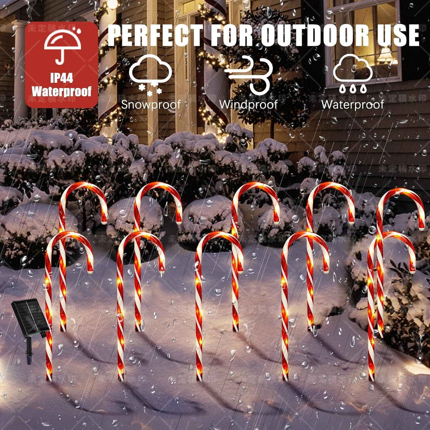 Solar Candy Cane Lights, 21 Inch Red Christmas Yard Decorations | Auto-On at Dusk, 8 Lighting Modes, Cord-Free Setup