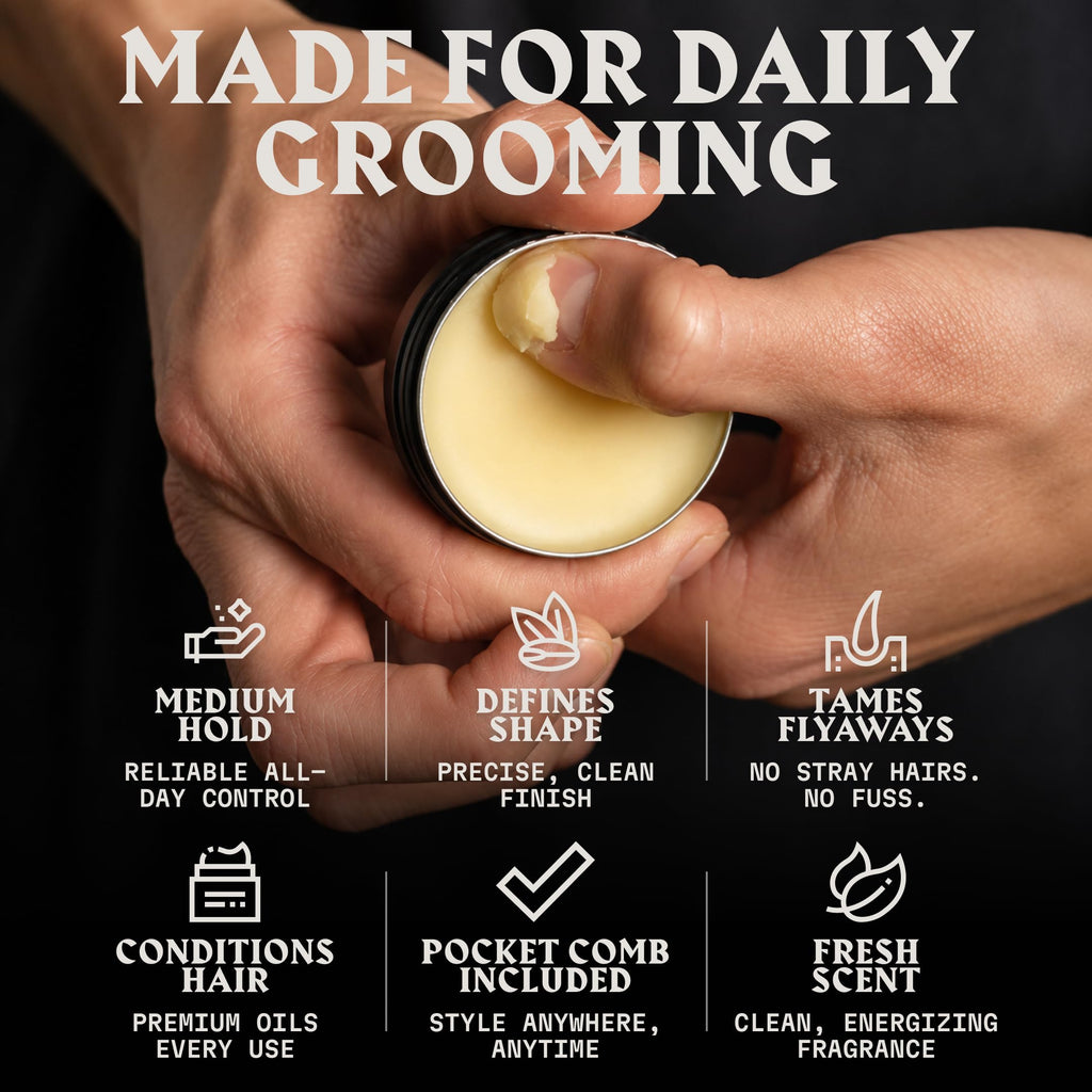 Mustache Wax Kit with Comb - 2 Oz, Bergamot Thunder