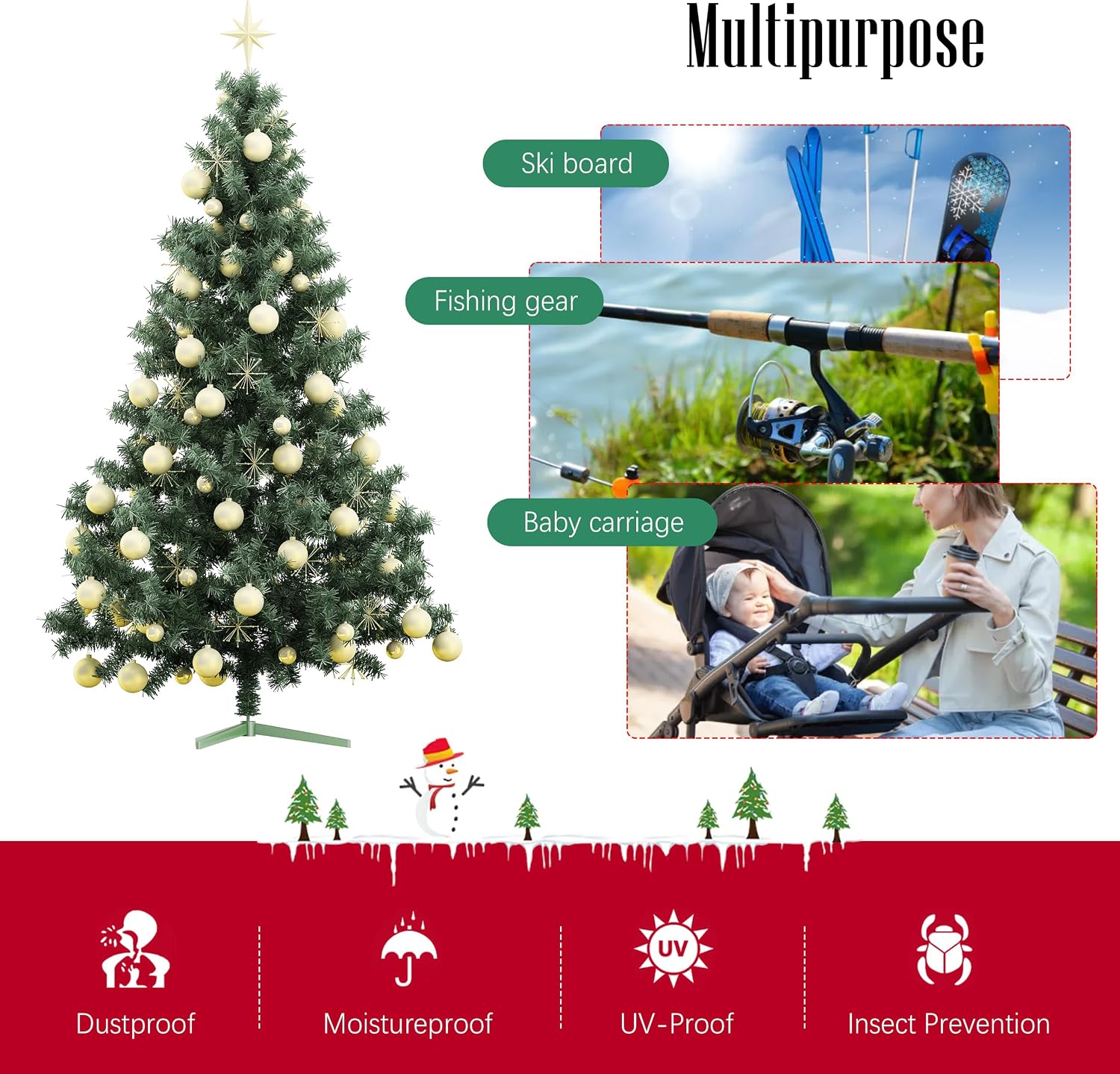 7.5 ft Christmas Tree Storage Bag - Durable Heavy Duty Extra Large Artificial Xmas Holiday Tree Bag with Reinforced