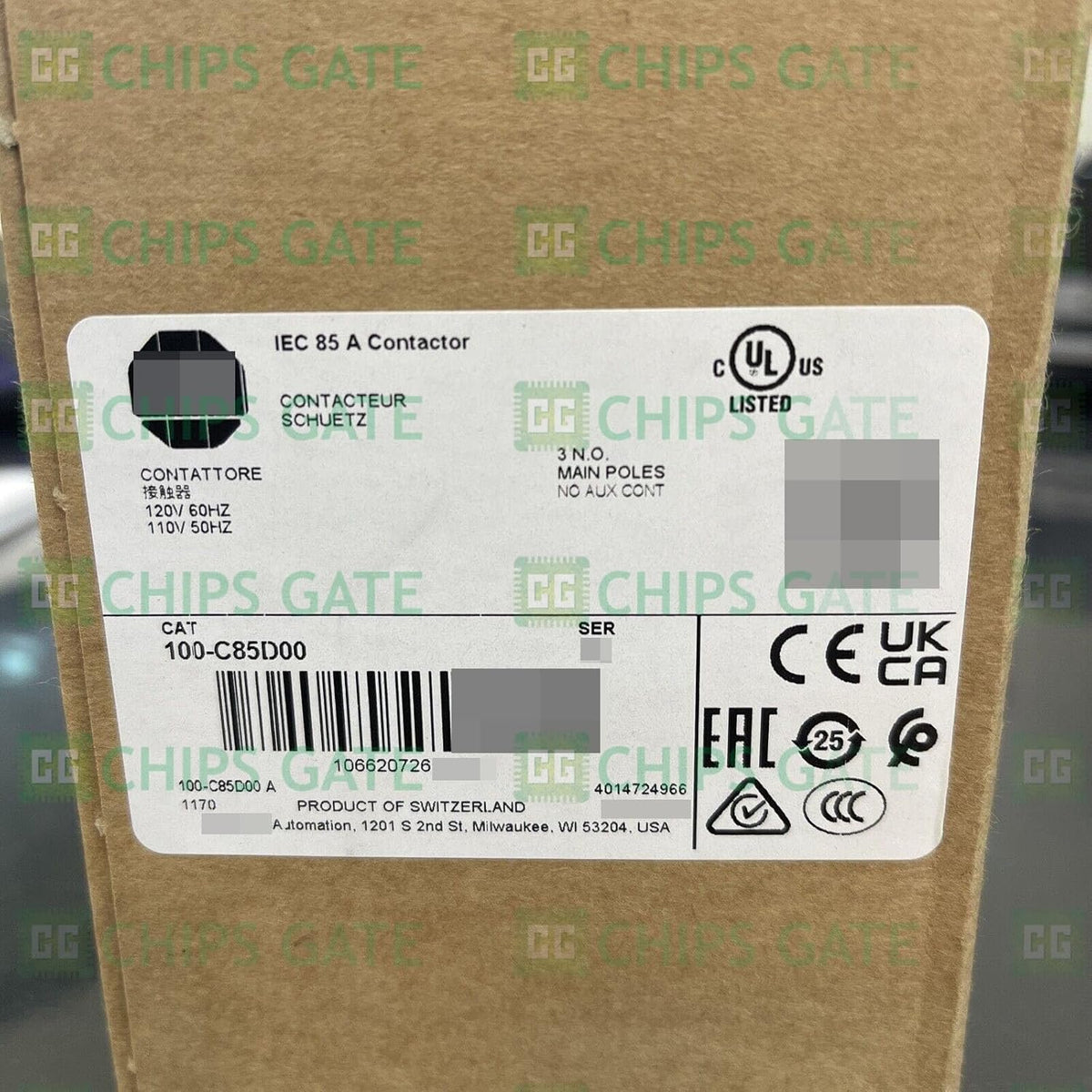 100-C85D00 NEW Contactor, 110/120V AC New